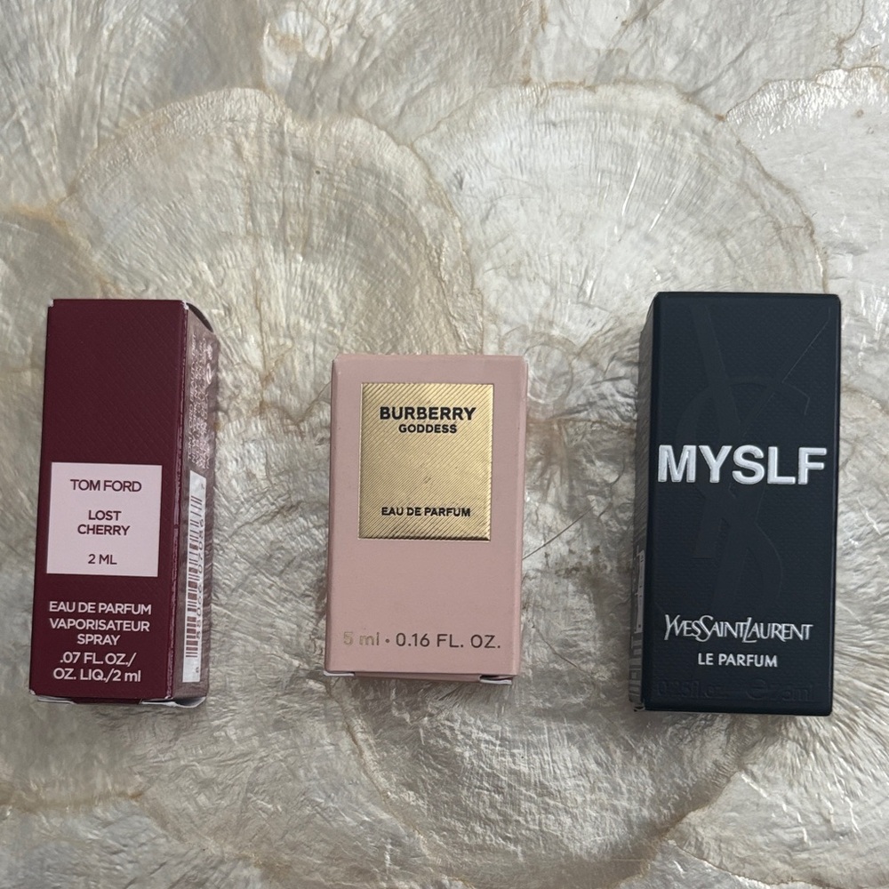 Burberry Goddess, YSL Myself and Tom Ford Lost Cherry Minis